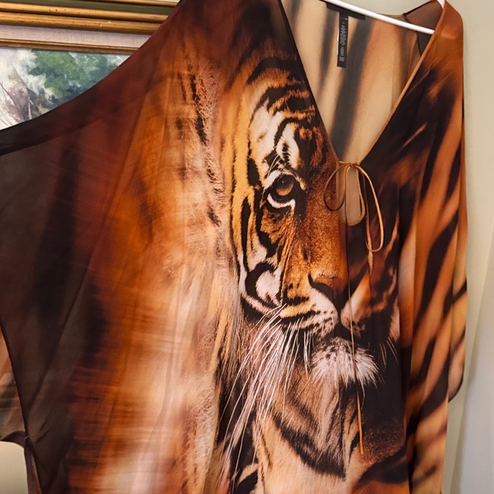 Skims Roberto Cavalli Tiger Animal Print Long Kaftan Dress L Large - Picture 4 of 6